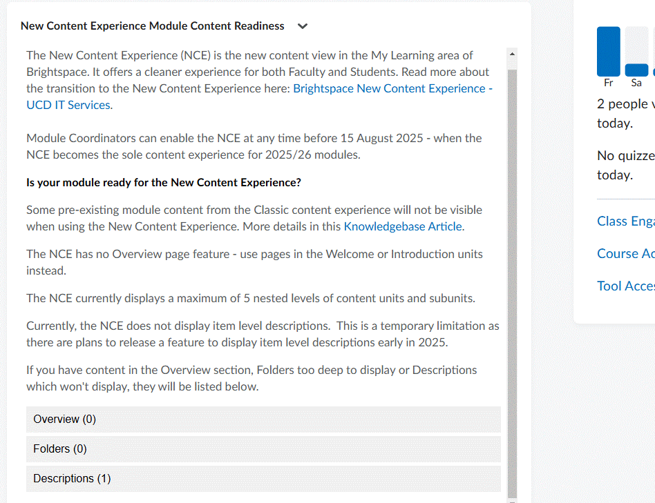 NCE Module Readiness Widget